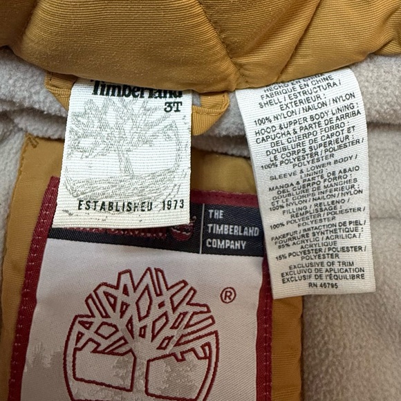 Timberland Toddler Boys Parka Coat Mustard Yellow Faux Fur Hood 3T - Picture 5 of 12